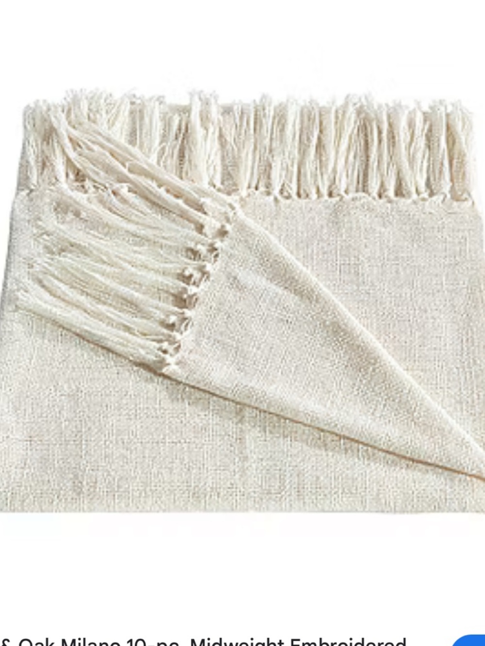 Eden & Oak Fringe‎ End Ivory Throw Blanket 50x60”